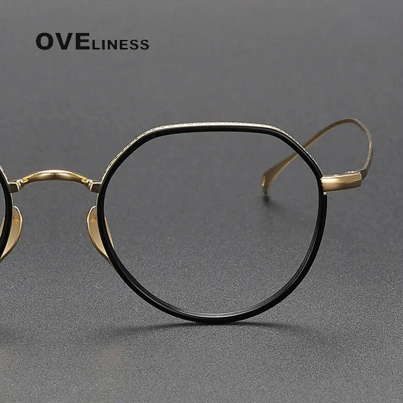 Unisex Round Full Rim Titanium Flat Top Prescription Glasses O7310 — view 3 | Rx Spectacle