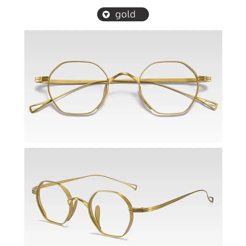 Unisex Polygon Full Rim Titanium Reading Glasses K152 — view 7 | Rx Spectacle