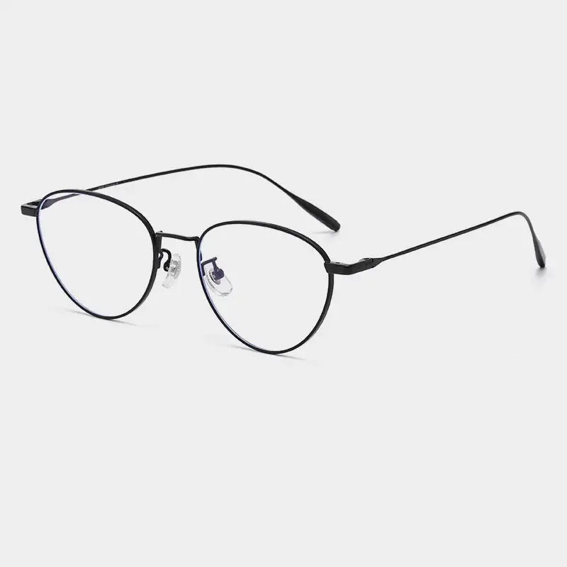 Unisex Oval Full Rim Titanium Flat Top Prescription Glasses 630885 — view 3 | Rx Spectacle