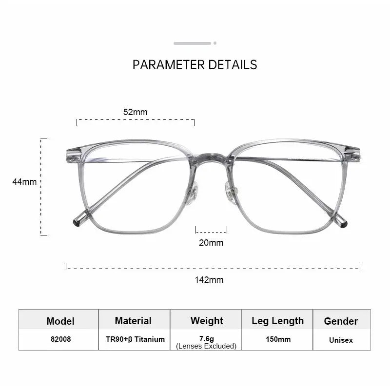 Women's Square Full Rim Titanium Prescription Glasses 82008 — view 2 | Rx Spectacle