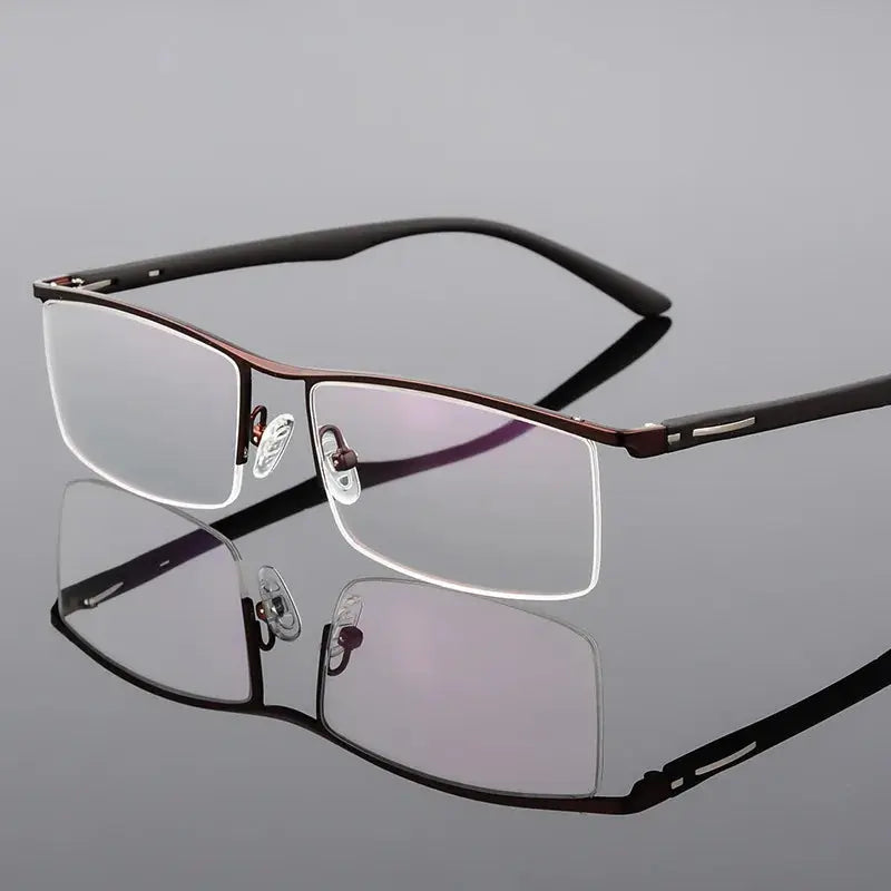 Men's Rectangular Semi-Rimless Titanium Prescription Glasses P88310 — view 6 | Rx Spectacle