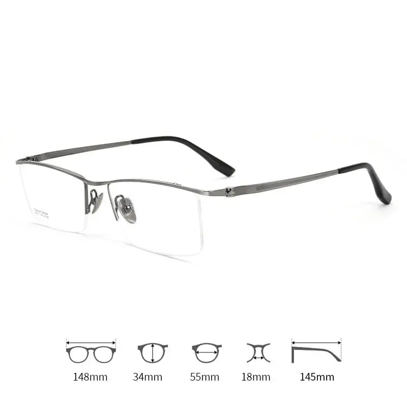 Men's Browline Semi-Rimless Titanium Prescription Glasses 200135 — view 4 | Rx Spectacle