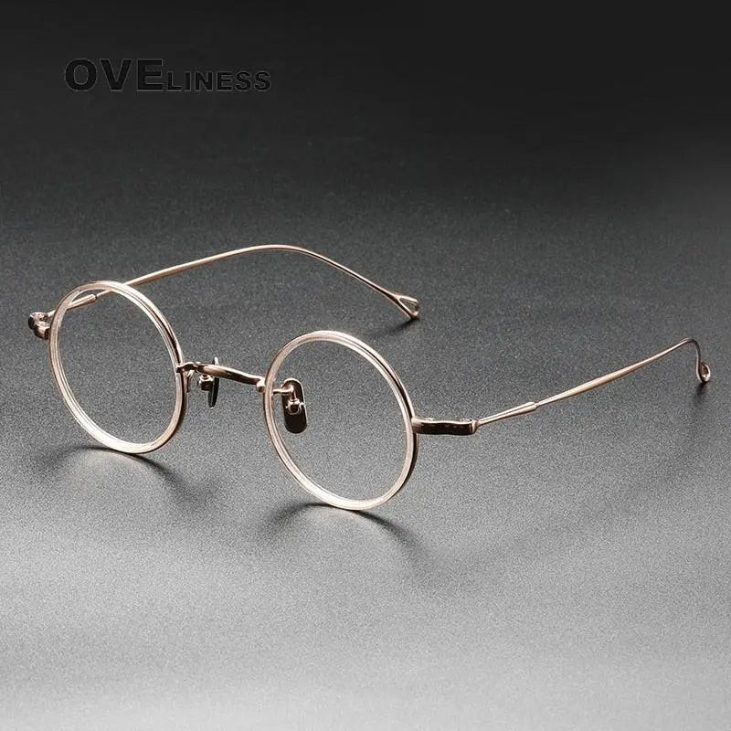 Unisex Round Full Rim Titanium Prescription Glasses V8 — view 3 | Rx Spectacle
