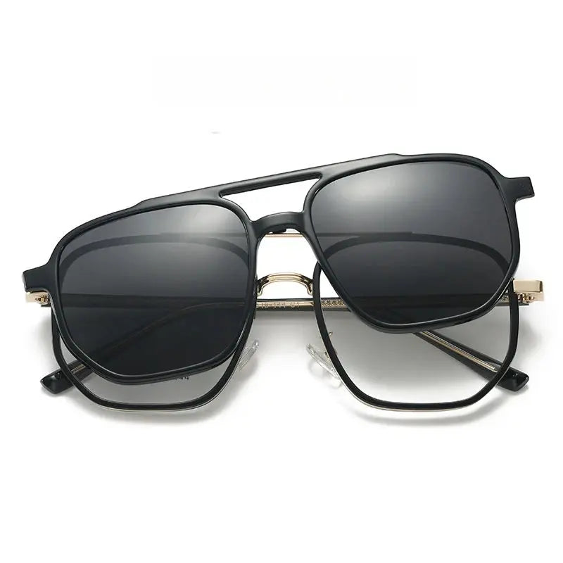 Unisex Square Full Rim Alloy Double Bridge Clip-On Prescription Glasses 832 — view 6 | Rx Spectacle