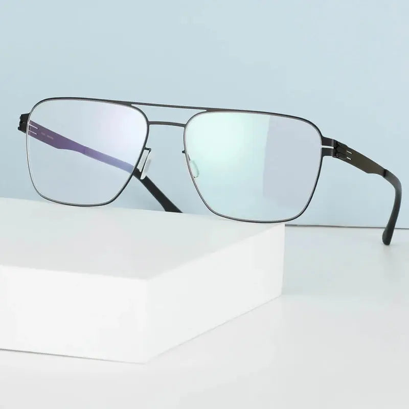 Women's Square Full Rim Stainless Steel Prescription Glasses Bm001 — view 1 | Rx Spectacle