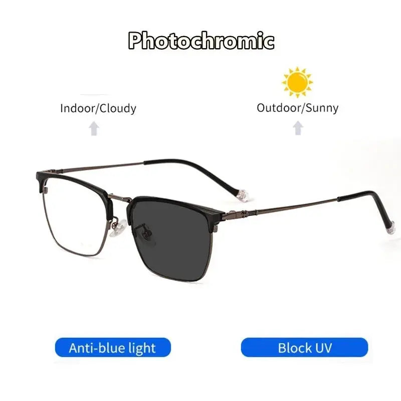 Unisex Square Full Rim Titanium Reading Glasses 8628 — view 3 | Rx Spectacle