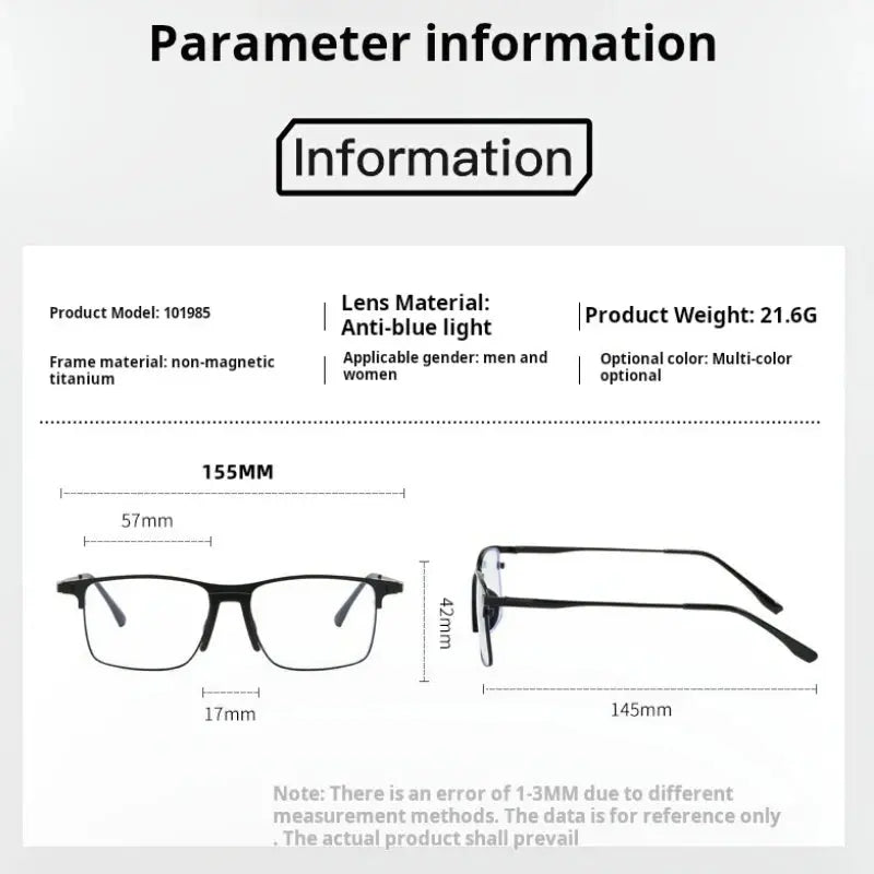 Men's Square Full Rim Alloy Oversized Prescription Glasses 101985 — view 2 | Rx Spectacle
