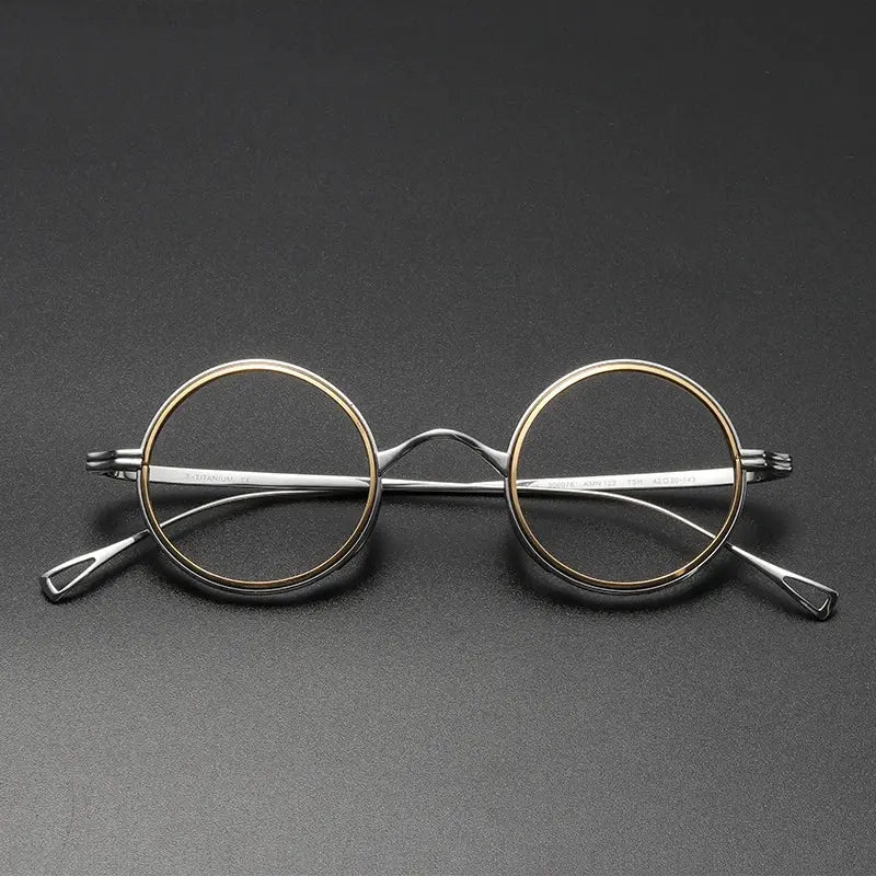Unisex Round Full Rim Titanium Prescription Glasses Km123 — view 5 | Rx Spectacle