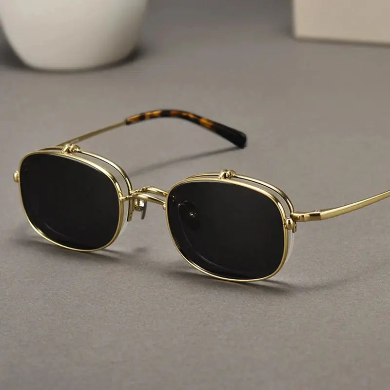 Unisex Rectangular Semi-Rimless Titanium Clip-On Prescription Glasses K15 — view 6 | Rx Spectacle