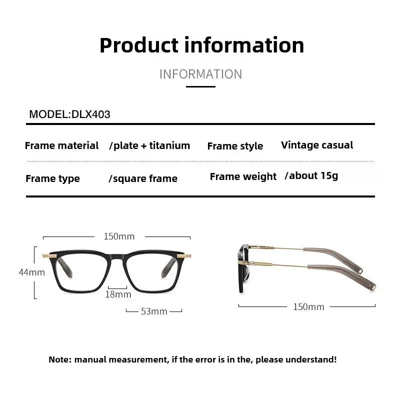 Men's Square Full Rim Titanium Oversized Prescription Glasses 403000 — view 2 | Rx Spectacle