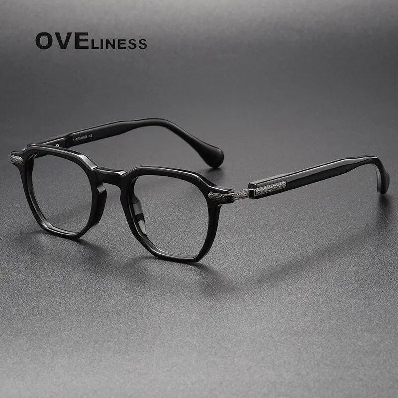 Unisex Square Full Rim Titanium Prescription Glasses 80855 — view 6 | Rx Spectacle