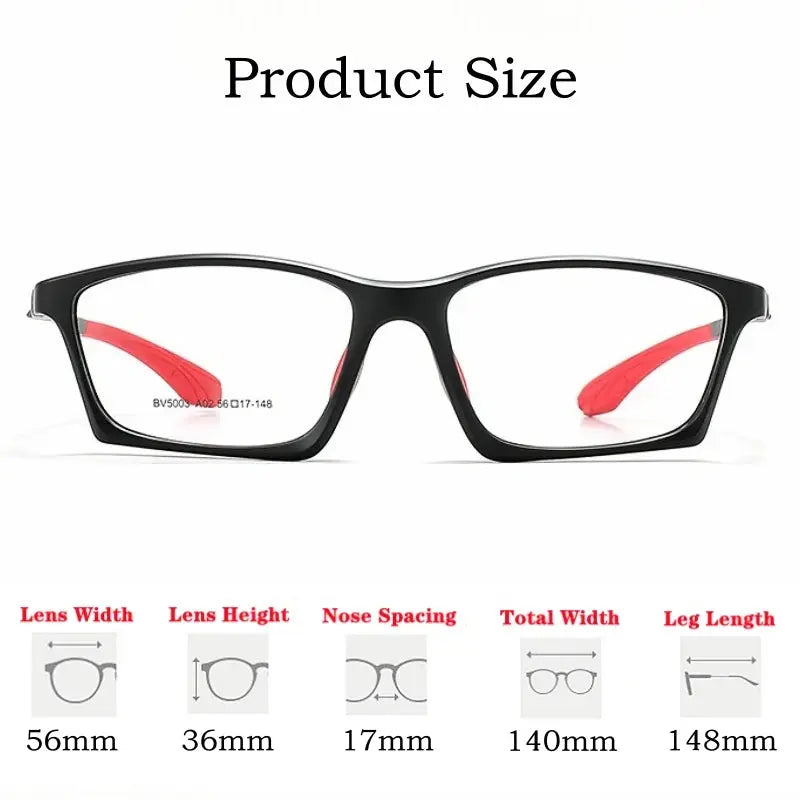 Unisex Square Full Rim Sports Glasses Y5003 — view 4 | Rx Spectacle