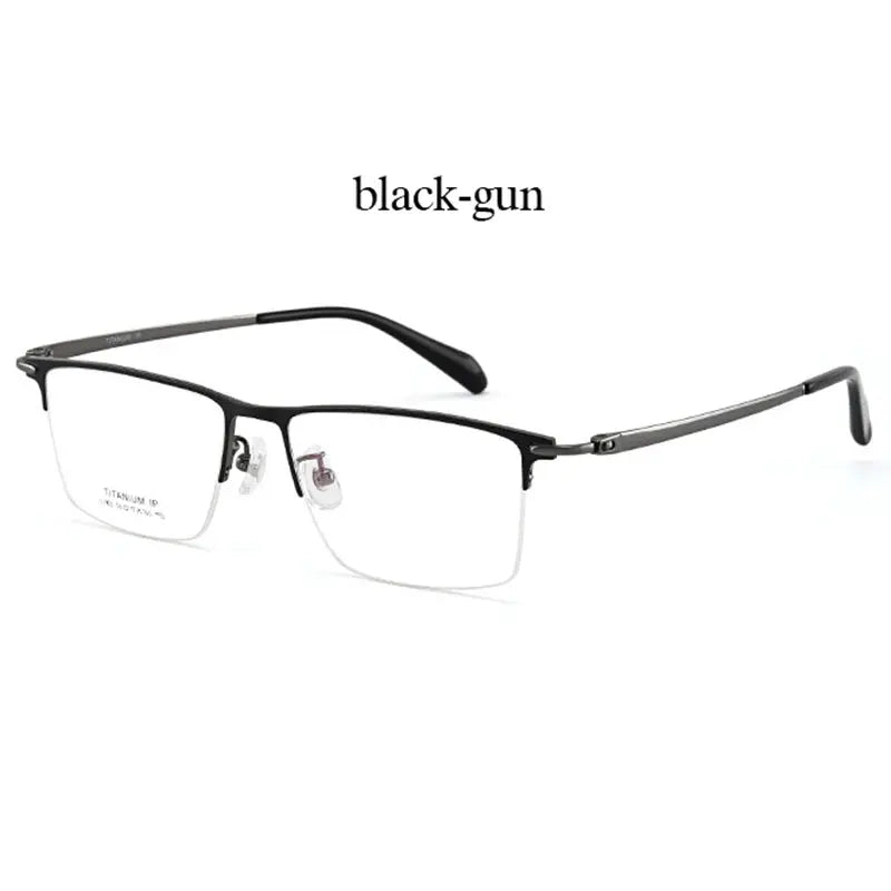 Unisex Square Semi-Rimless Titanium Oversized Prescription Glasses 11039 — view 5 | Rx Spectacle