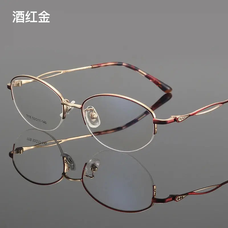 Women's Oval Semi-Rimless Alloy Prescription Glasses 661118 — view 4 | Rx Spectacle
