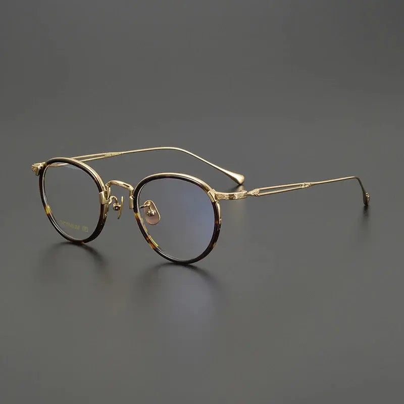 Unisex Oval Full Rim Titanium Prescription Glasses E046 — view 2 | Rx Spectacle