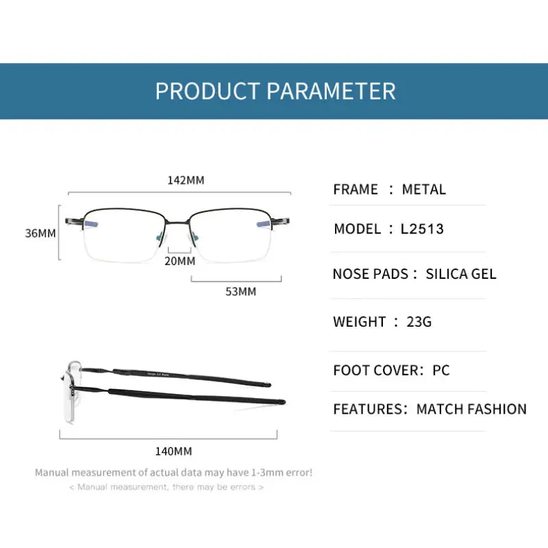 Unisex Square Semi-Rimless Acetate Prescription Glasses 952181 — view 2 | Rx Spectacle