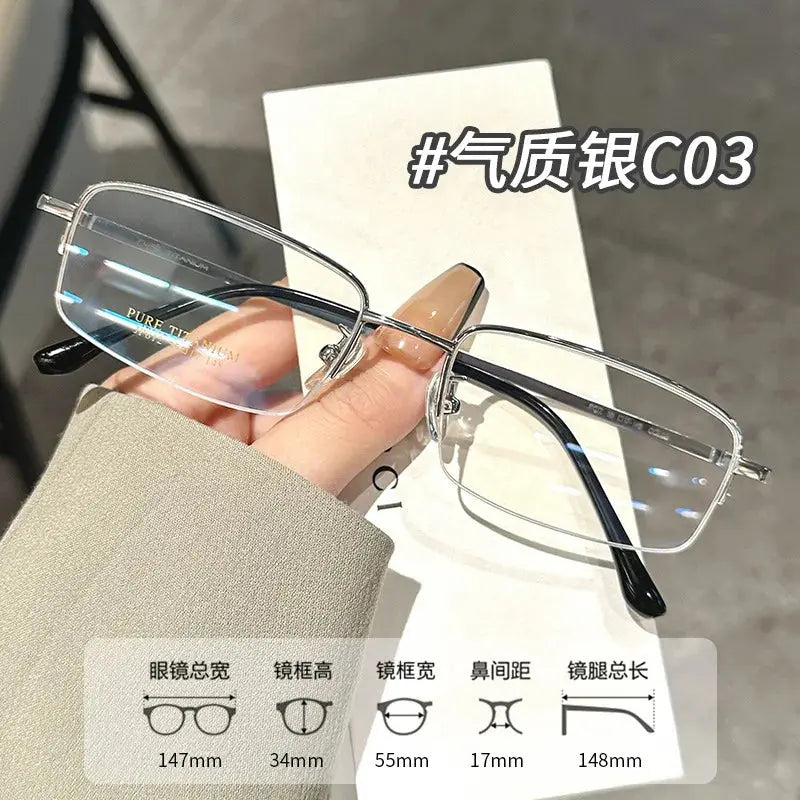 Men's Square Semi-Rimless Titanium Prescription Glasses 229012 — view 3 | Rx Spectacle