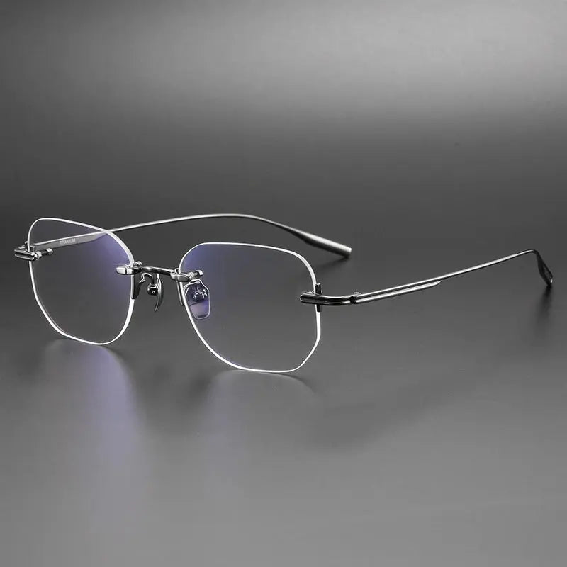 Unisex Oval Rimless Titanium Prescription Glasses 41013 — view 4 | Rx Spectacle