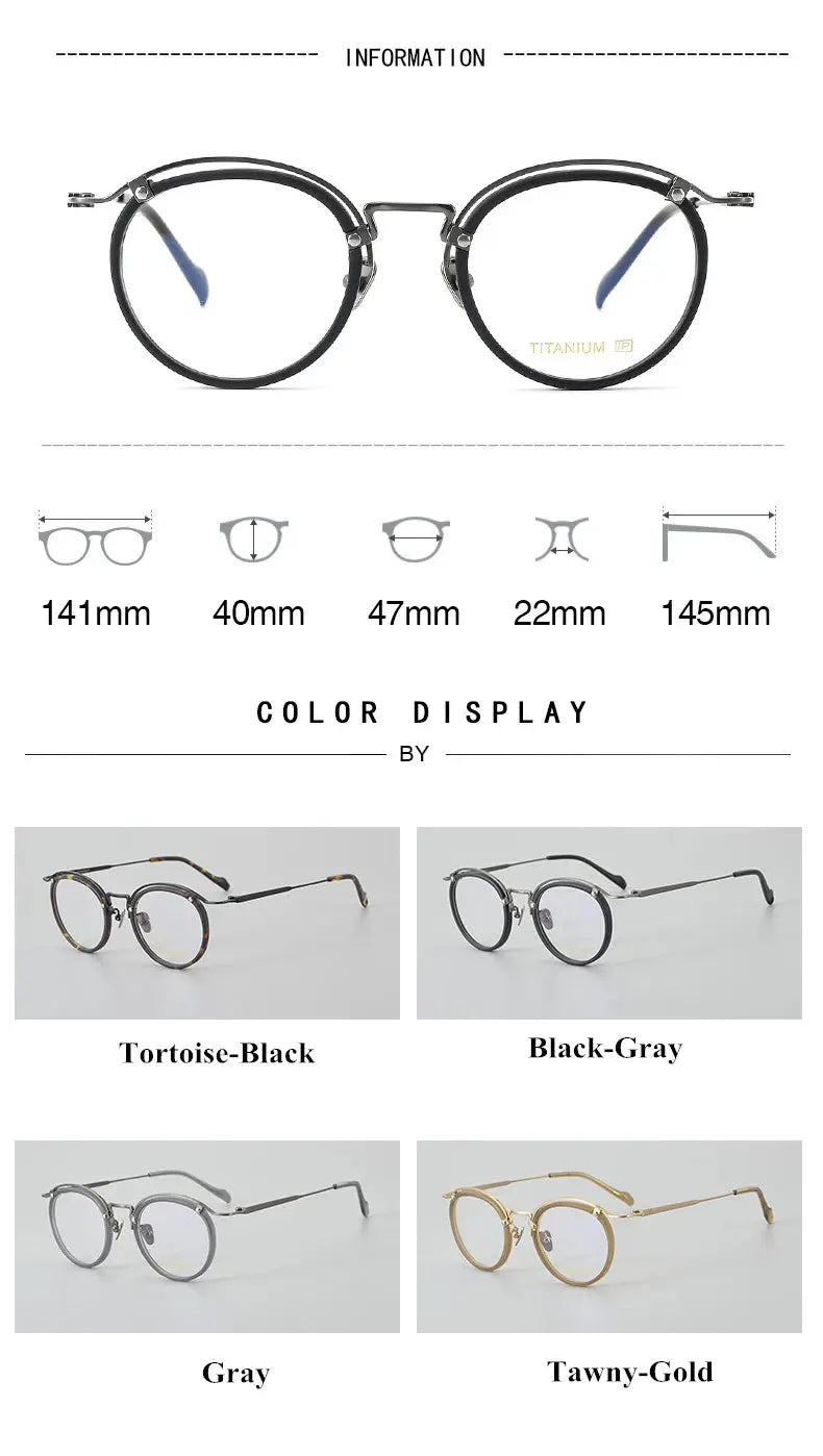 Unisex Round Full Rim Titanium Prescription Glasses 77036 — view 2 | Rx Spectacle