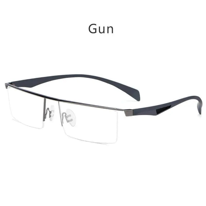 Men's Square Semi-Rimless Titanium Prescription Glasses P83321 — view 3 | Rx Spectacle