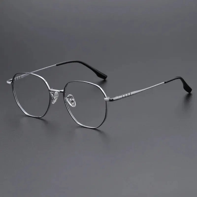 Unisex Polygon Full Rim Titanium Flat Top Prescription Glasses 71280 — view 3 | Rx Spectacle