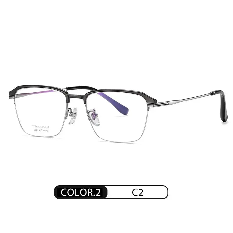 Men's Square Semi-Rimless Titanium Prescription Glasses Yj2032 — view 7 | Rx Spectacle