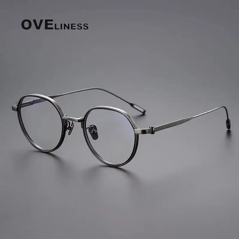 Unisex Oval Full Rim Titanium Flat Top Prescription Glasses 64261 — view 5 | Rx Spectacle