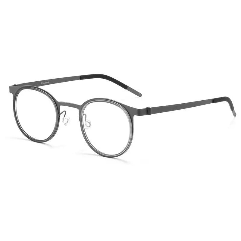 Men's Round Full Rim Titanium Screwless Prescription Glasses 9704jw — view 2 | Rx Spectacle