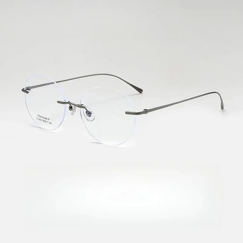 Unisex Round Rimless Titanium Prescription Glasses 231604Wk — view 7 | Rx Spectacle