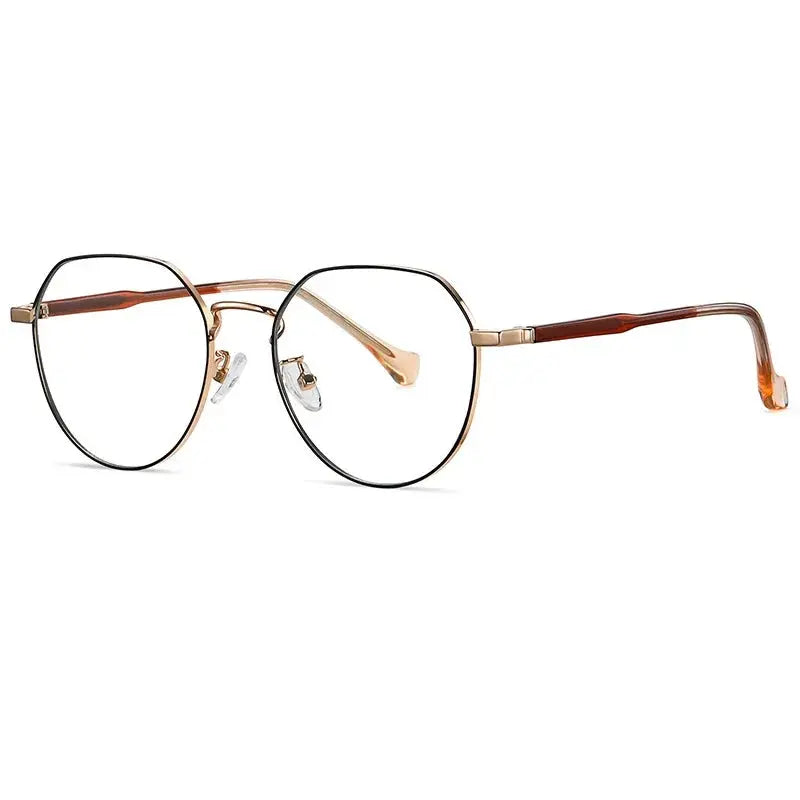 Unisex Oval Full Rim Alloy Flat Top Prescription Glasses 79219 — view 4 | Rx Spectacle