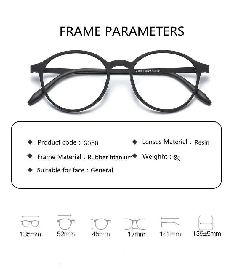 Unisex Round Full Rim Titanium Reading Glasses 3050 — view 14 | Rx Spectacle