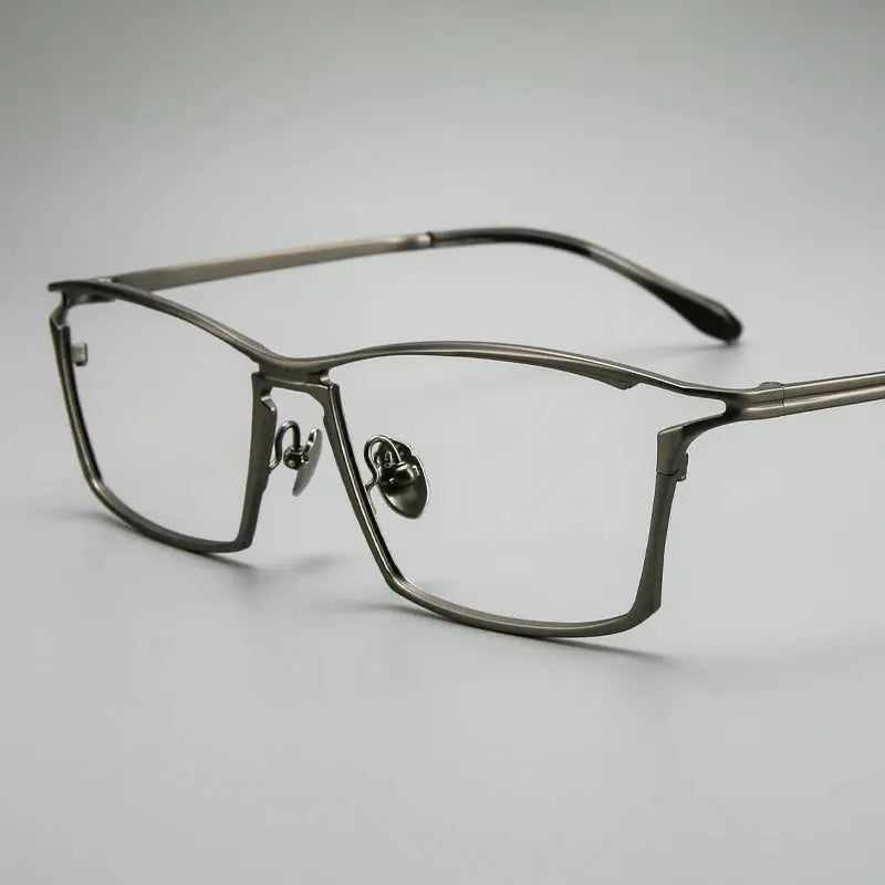 Unisex Square Full Rim Titanium Oversized Prescription Glasses 636885 — view 2 | Rx Spectacle
