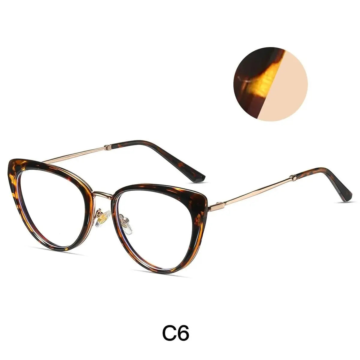 Women's Cat Eye Full Rim Alloy Prescription Glasses 87007 — view 12 | Rx Spectacle