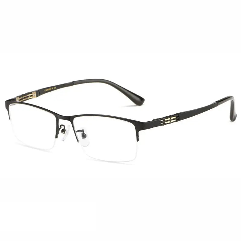 Men's Square Semi-Rimless Titanium Prescription Glasses 94099 — view 5 | Rx Spectacle