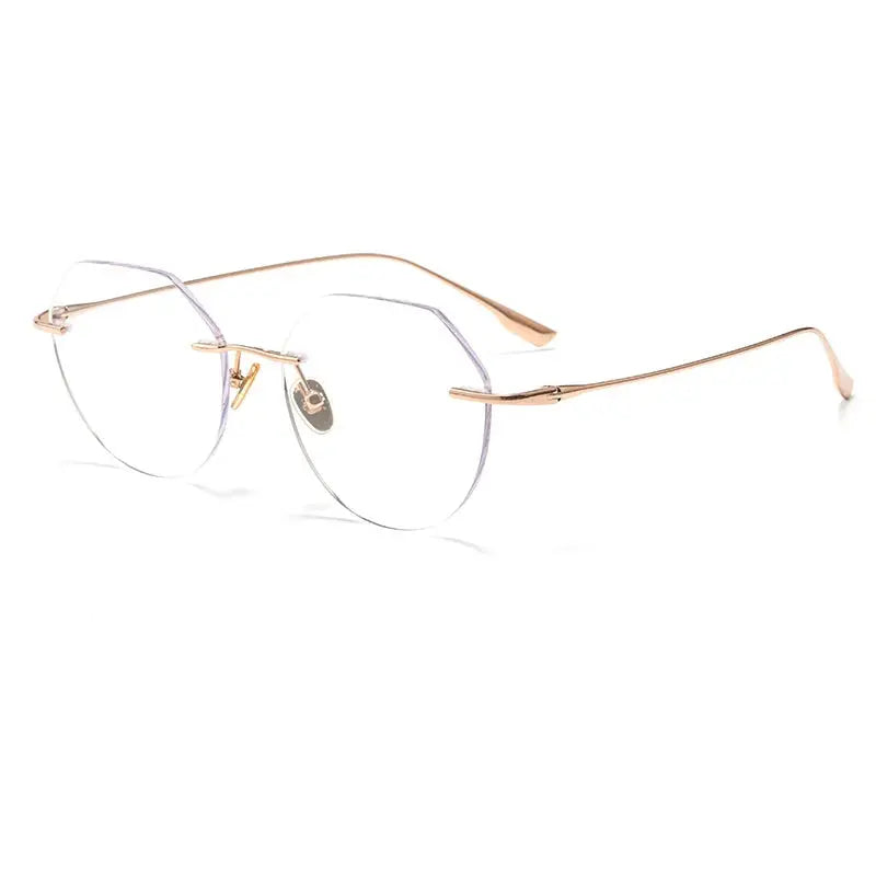 Women's Oval Rimless Titanium Flat Top Prescription Glasses 113636 — view 9 | Rx Spectacle
