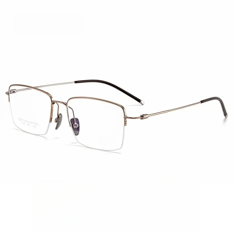 Men's Square Semi-Rimless Titanium Prescription Glasses 81775 — view 6 | Rx Spectacle