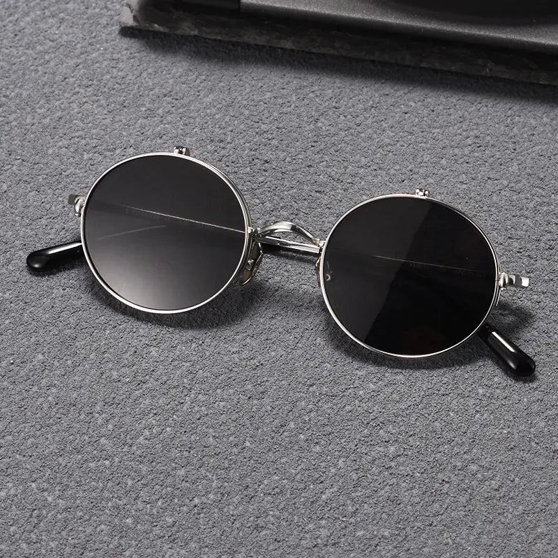 Unisex Round Semi-Rimless Titanium Prescription Glasses K54 — view 9 | Rx Spectacle
