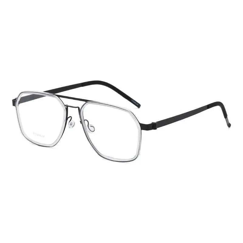 Unisex Polygon Full Rim Titanium Double Bridge Prescription Glasses 9753 — view 3 | Rx Spectacle