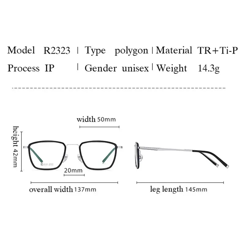 Women's Square Full Rim Titanium Prescription Glasses 72323 — view 2 | Rx Spectacle