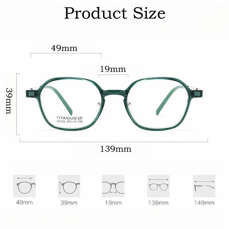 Unisex Polygon Full Rim Titanium Prescription Glasses Y16105 — view 3 | Rx Spectacle
