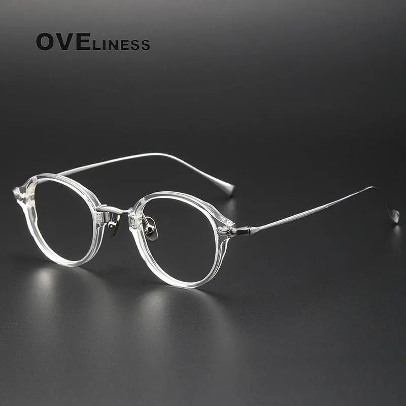 Unisex Round Full Rim Titanium Prescription Glasses Kmn182 — view 2 | Rx Spectacle