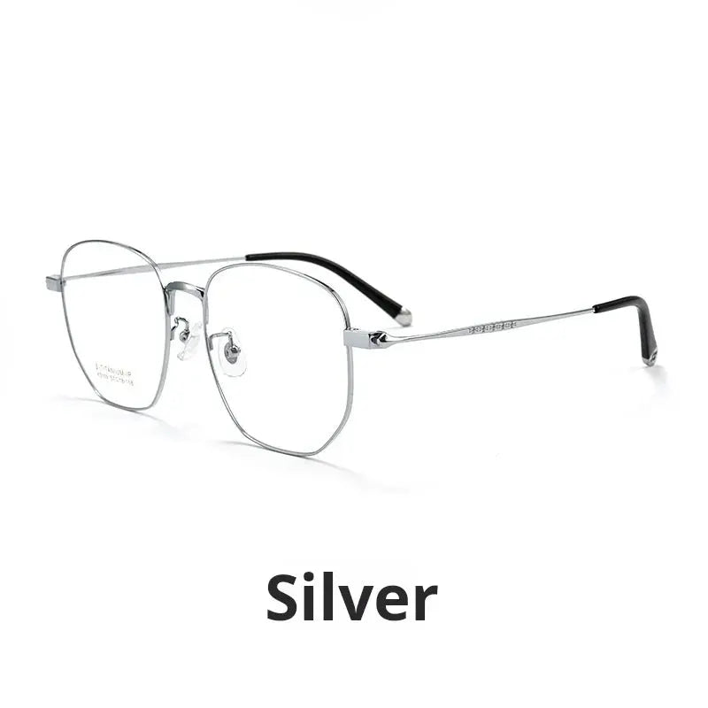 Unisex Polygon Full Rim Titanium Oversized Prescription Glasses 75109 — view 3 | Rx Spectacle