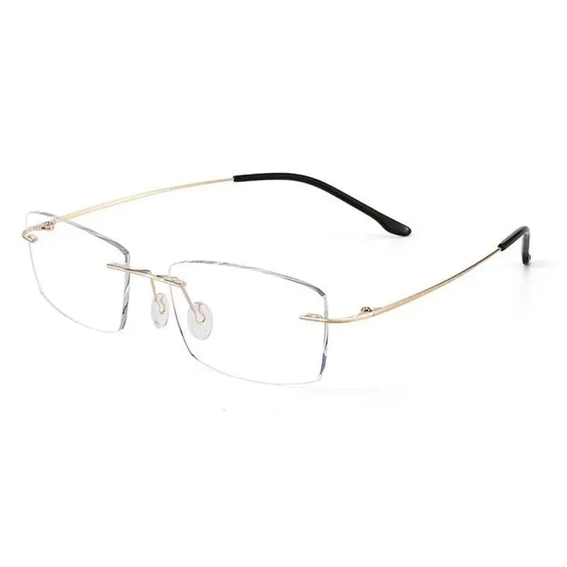Unisex Square Rimless Titanium Prescription Glasses S8161 — view 5 | Rx Spectacle