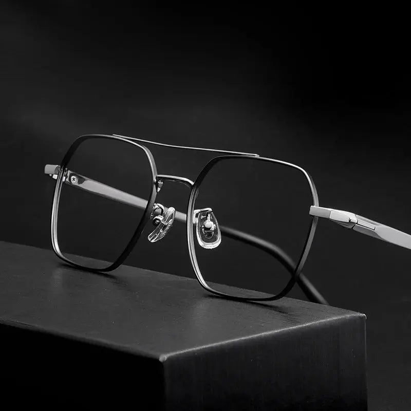 Men's Square Full Rim Titanium Double Bridge Prescription Glasses N80009n — view 1 | Rx Spectacle
