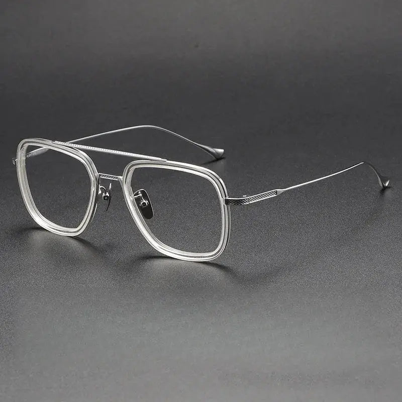 Men's Square Full Rim Titanium Double Bridge Prescription Glasses 774006 — view 3 | Rx Spectacle