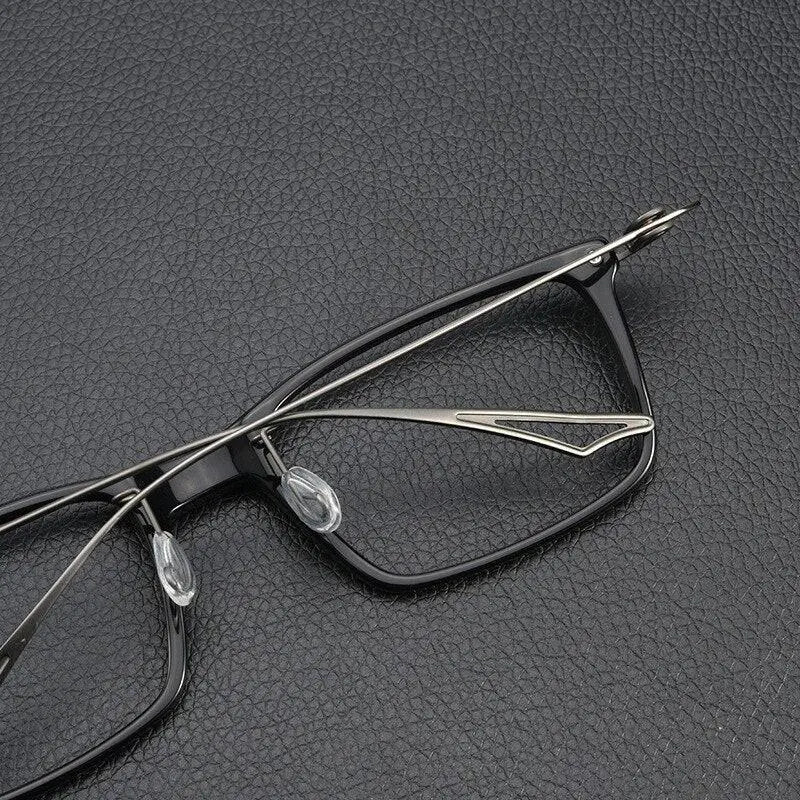 Unisex Square Full Rim Titanium Prescription Glasses 1128 — view 9 | Rx Spectacle