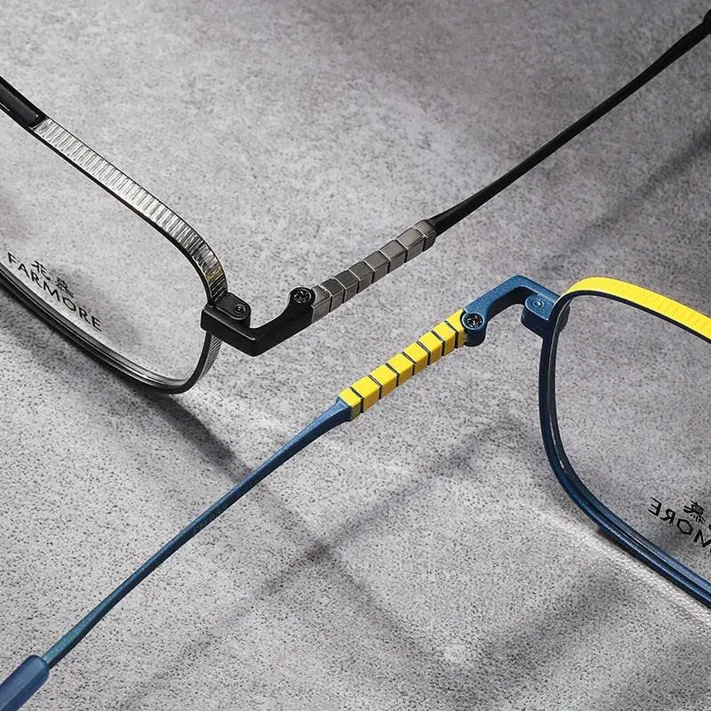Unisex Square Full Rim Titanium Double Bridge Prescription Glasses Fm039 — view 5 | Rx Spectacle