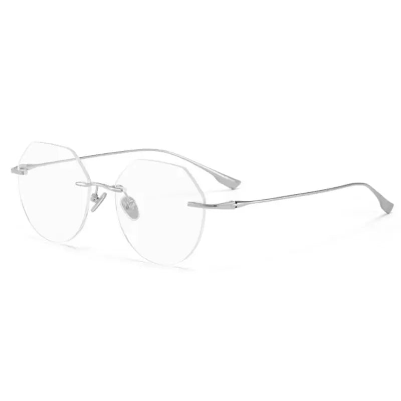 Men's Polygon Rimless Titanium Prescription Glasses 121214 — view 7 | Rx Spectacle