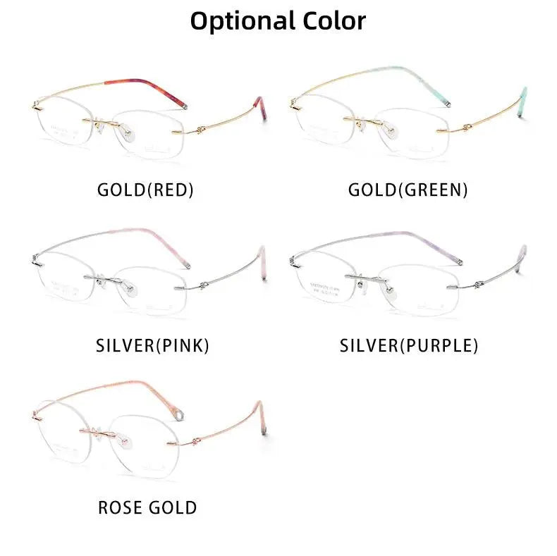 Women's Square Rimless Titanium Prescription Glasses 8587 — view 13 | Rx Spectacle