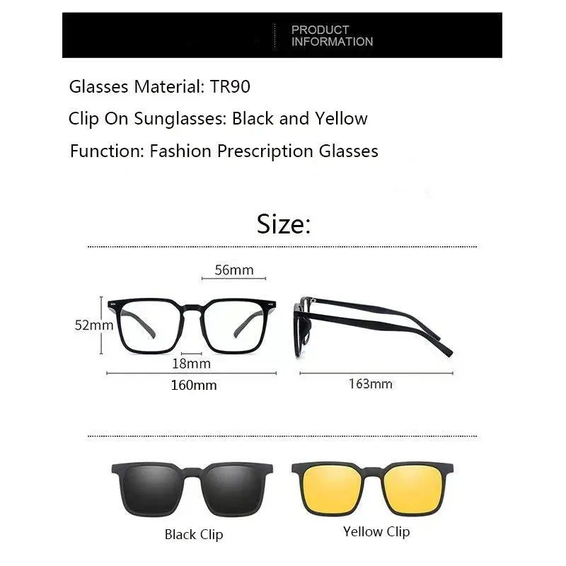 Men's Square Full Rim Acetate Clip-On Prescription Glasses 001000 — view 2 | Rx Spectacle